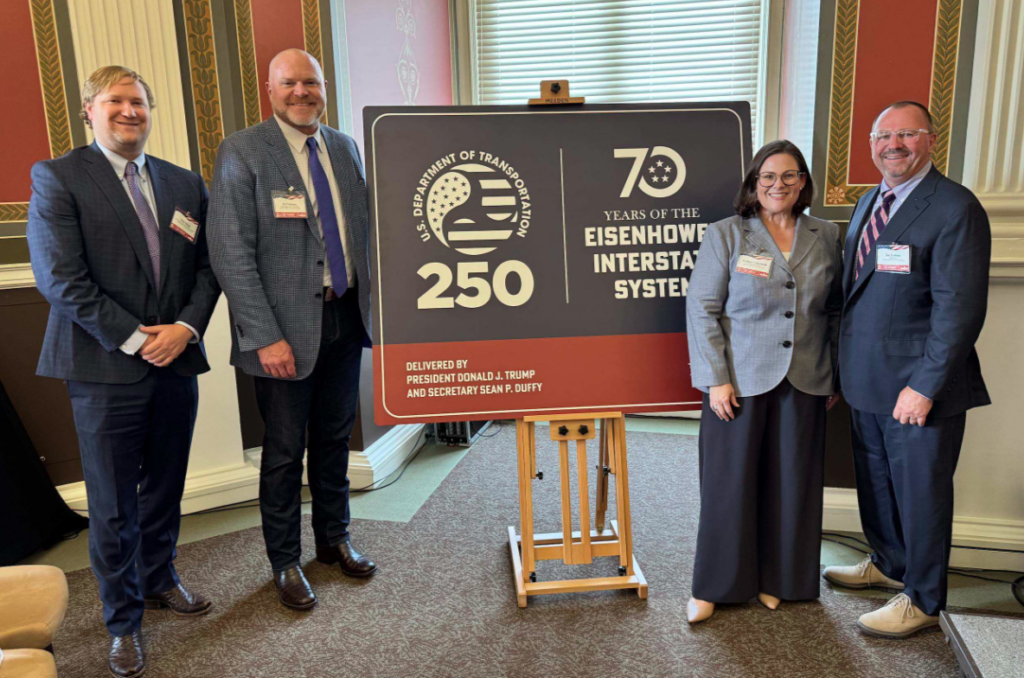 (L to R) Elam, Nelson, Copeland, and Lemon with the new Freedom 250 sign.